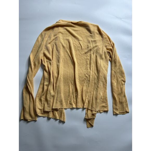Eileen Fisher Sweater Womens Medium Cardigan 100% Linen Yellow Lightweight - Picture 3 of 6